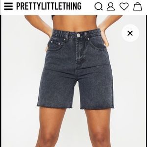 PLT Washed Black Raw Hem Mom Shorts